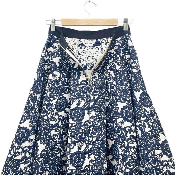 Anthropologie Sachin + Babi Women's Skirt Size 2 Navy & White Floral Flowy Hi Lo - Picture 9 of 16